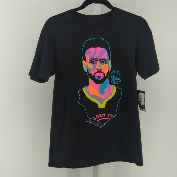 NBA Shirt Youth Large Black Stephen Curry Gold State Warriors Graphic Tee NWT - Picture 1 of 6